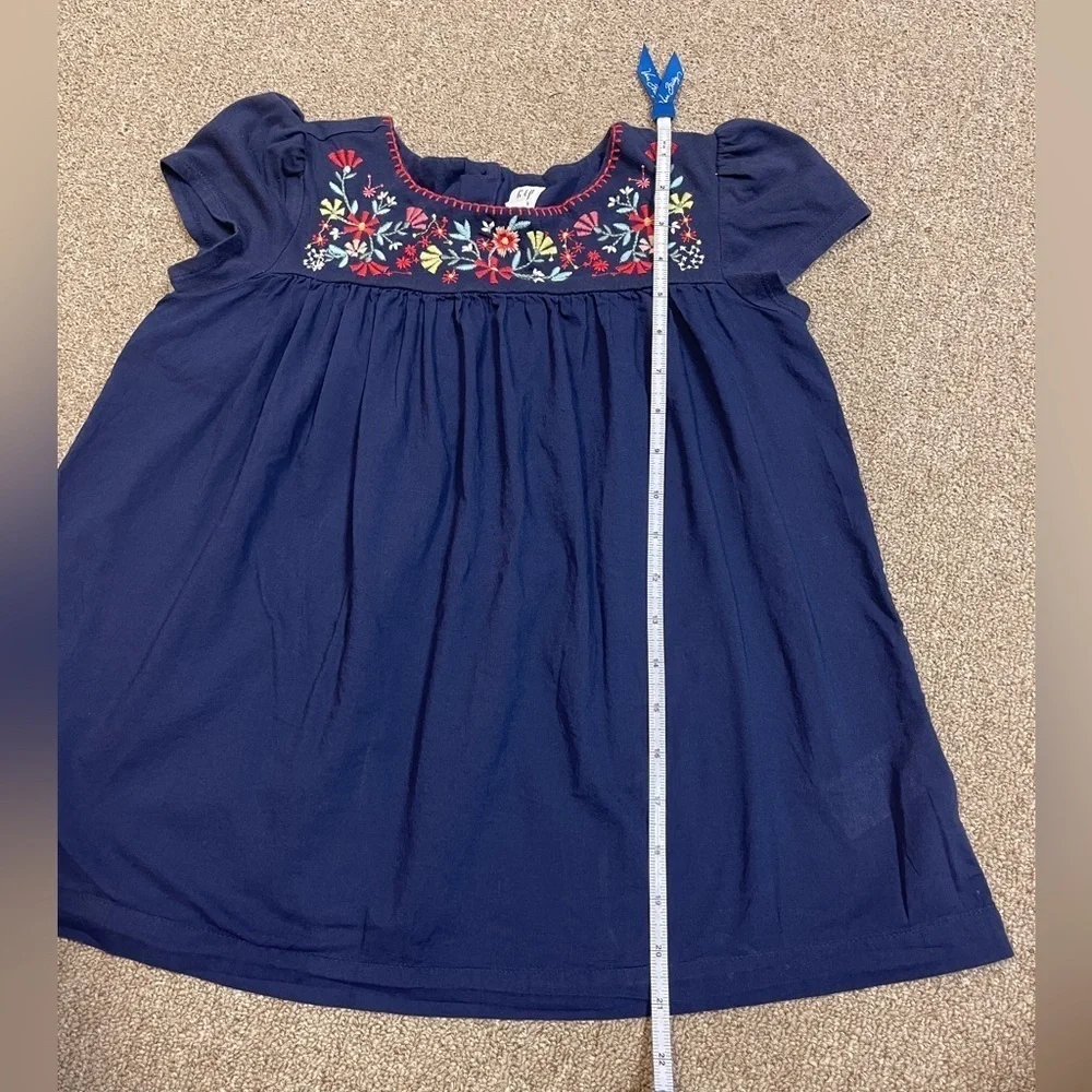 Gap Kids: Girls Floral Embroidered Navy Babydoll Blouse, Size XXL